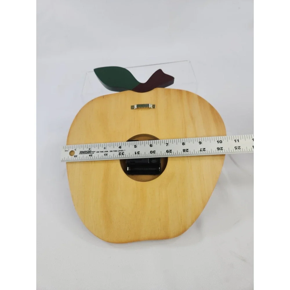 Vintage Wooden Apple Wall Clock 1990s Retro Kitchen Farmhouse Cottagecore Decor
